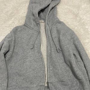 Gray cropped zip-up